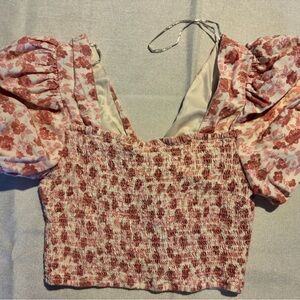 Floral Puff Sleeve Blouse - Pink